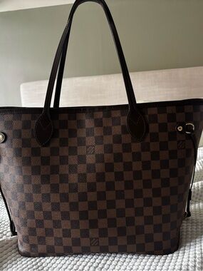 Louis Vuitton Damier Ebene Neverfull MM with pink interior
